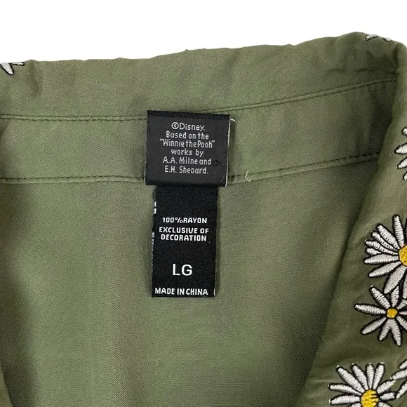 Disney Winnie The Pooh Floral Embroidered Tie Front Top Large - Picture 9 of 12